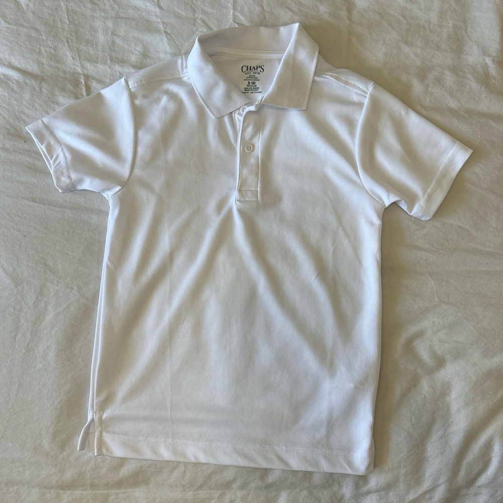 Boys’ CHAPS White Short Sleeve Polo Short Size Small (8) Approved School Wear
